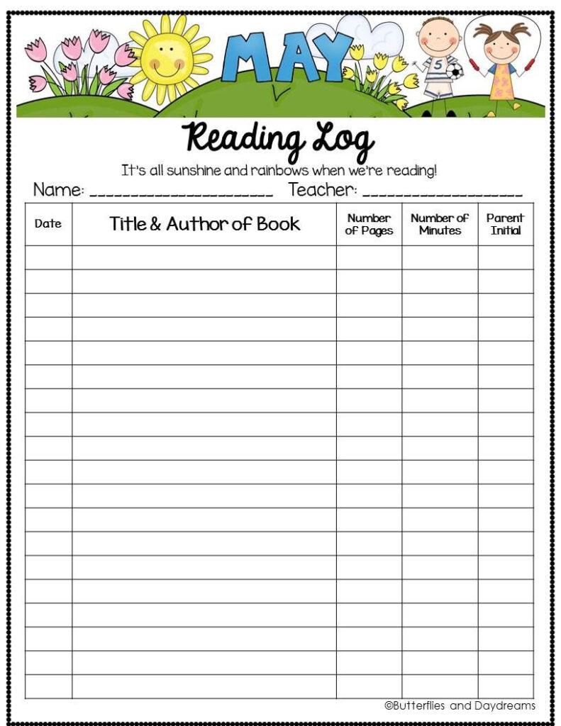 Free Printable 2nd Grade Reading Log Dorothy Jame s Reading Worksheets