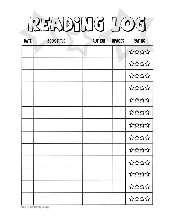 Free Printable Reading Log Clumsy Crafter Reading Log Printable 
