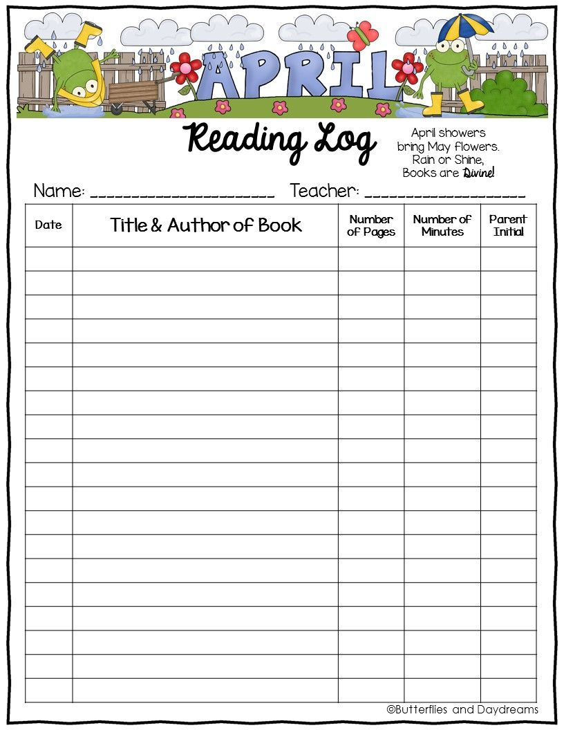 Free Printable Reading Log For 1st Grade Emanuel Hill s Reading 