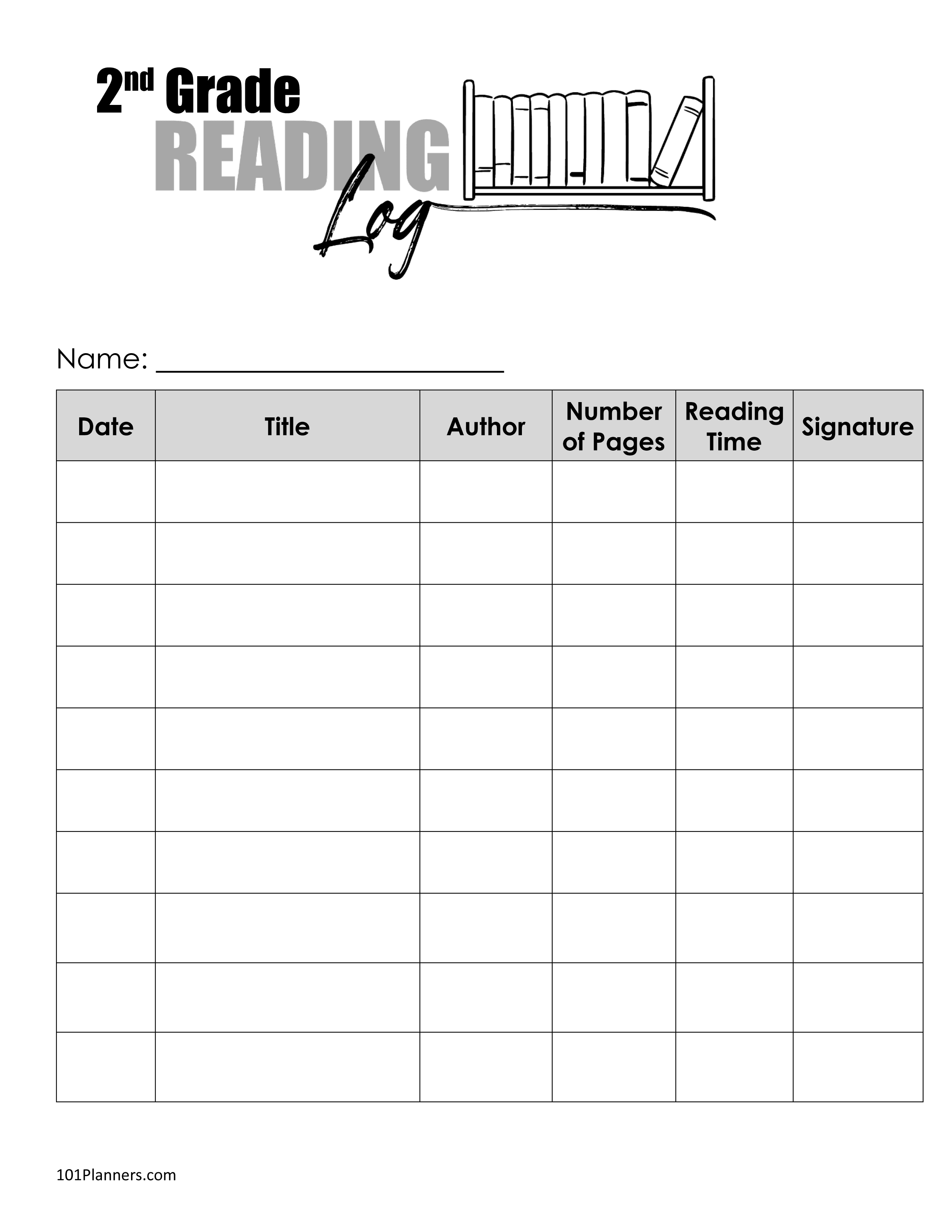 Free Printable Reading Log Template Bullet Journal Traditional