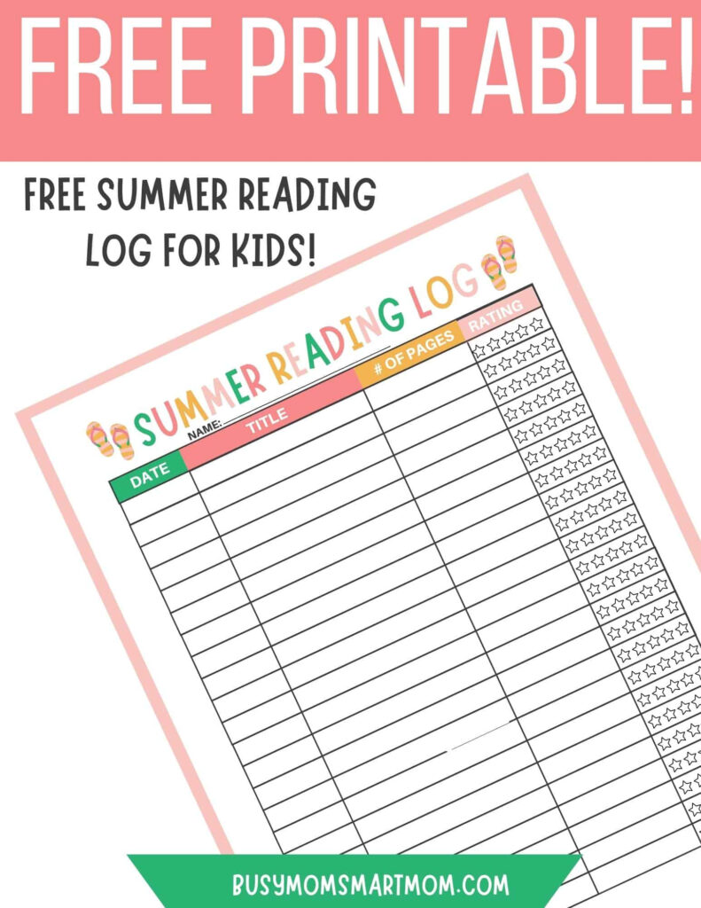 Free Printable Summer Reading Log Get Kids To Love Reading Busy 