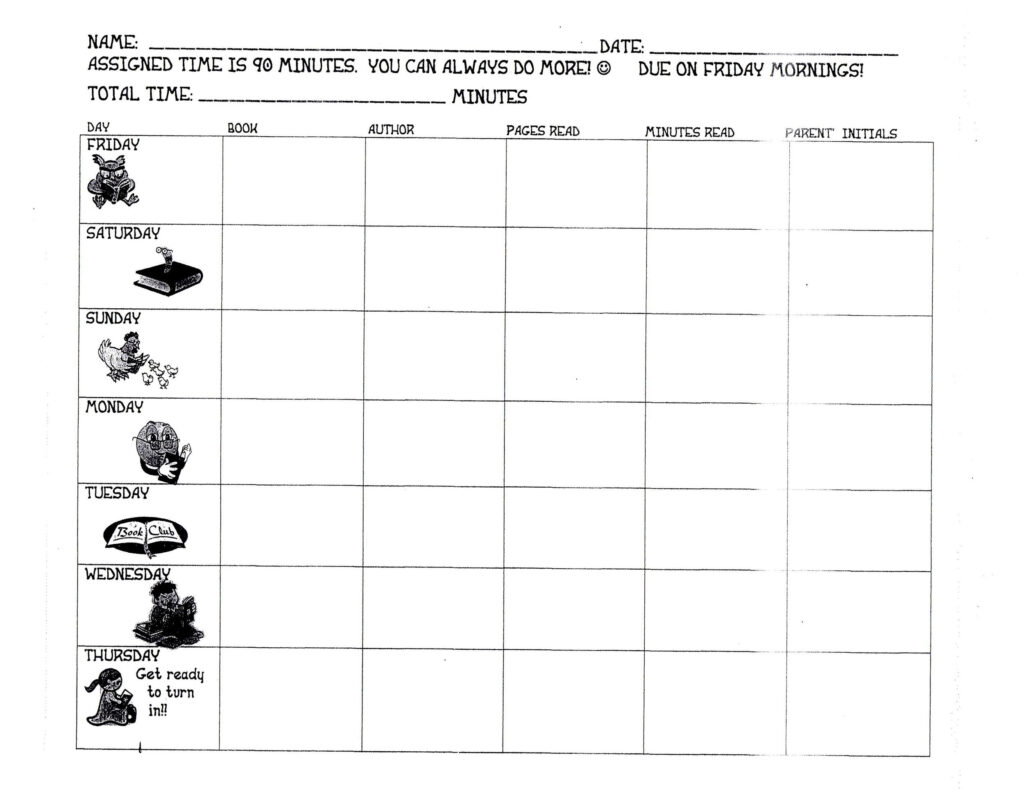 Free Reading Log Calendar Ten Free Printable Calendar 2021 2022