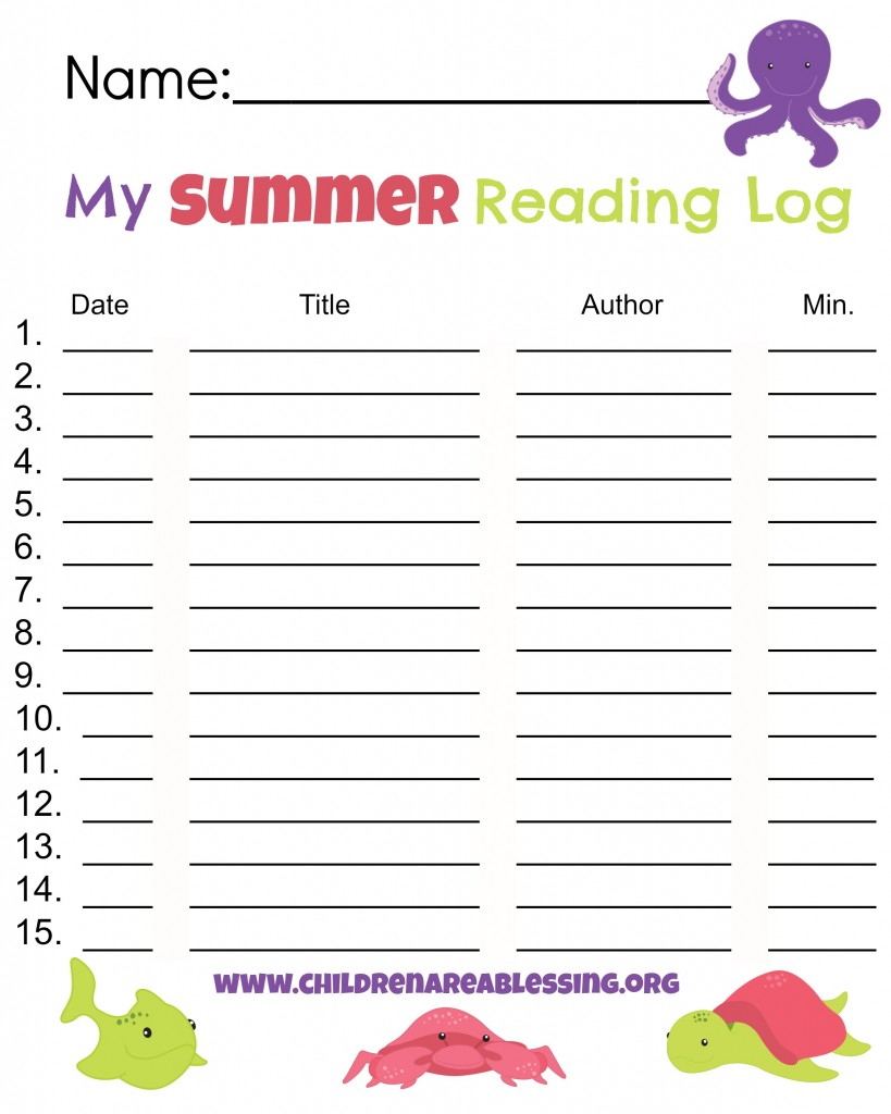 FREE Reading Log For Summer Blessed Beyond A Doubt