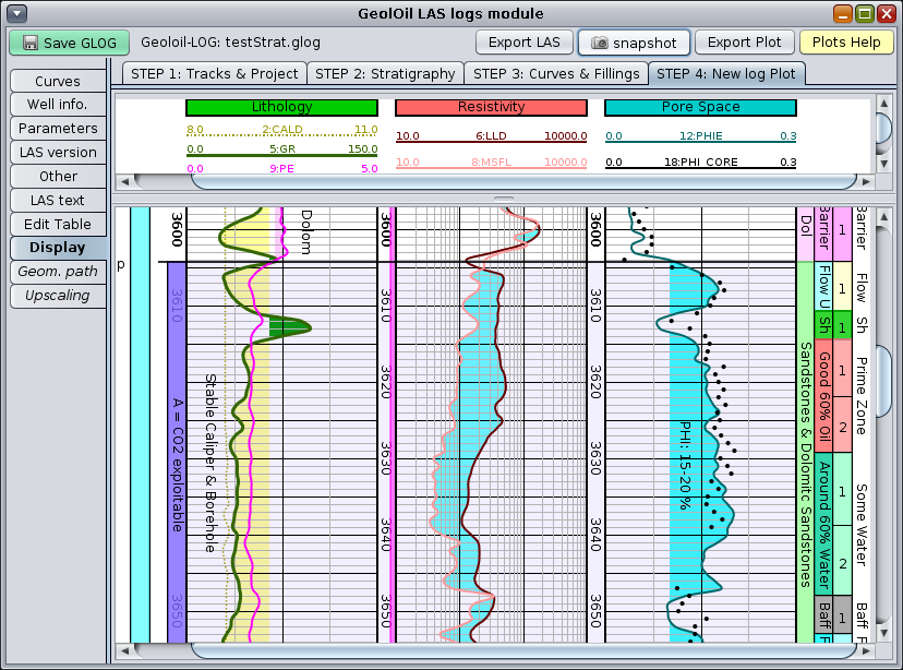 GeolOil Well Log Modules LAS Files Editor Displayer Petrophysical 