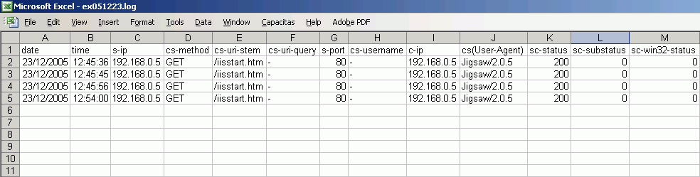 Importing W3C Web Server Log Files Using Microsoft Excel Visual Basic 