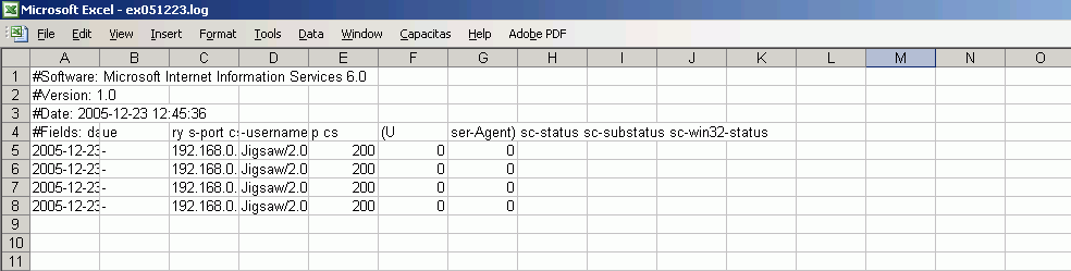 Importing W3C Web Server Log Files Using Microsoft Excel Visual Basic 