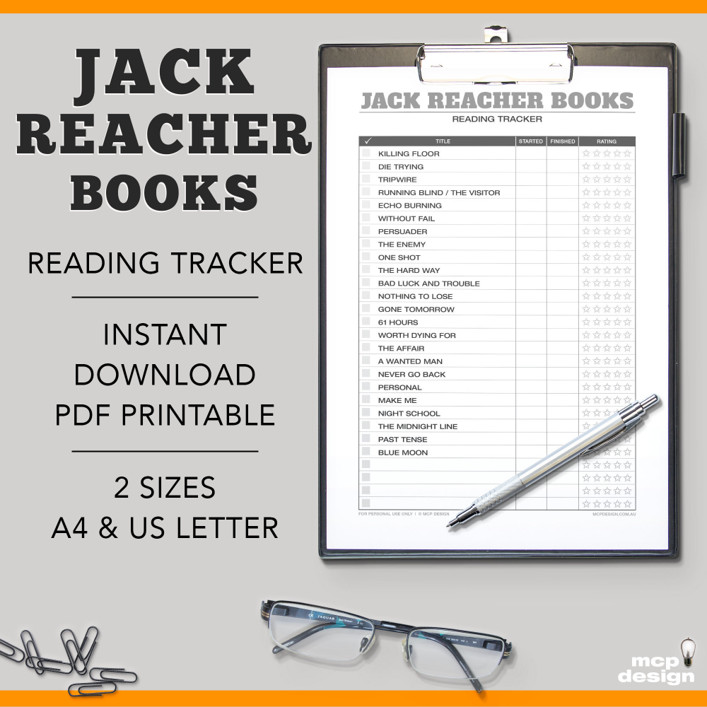 Jack Reacher Books Book Reading Tracker Book Reading Log Etsy In 2021 
