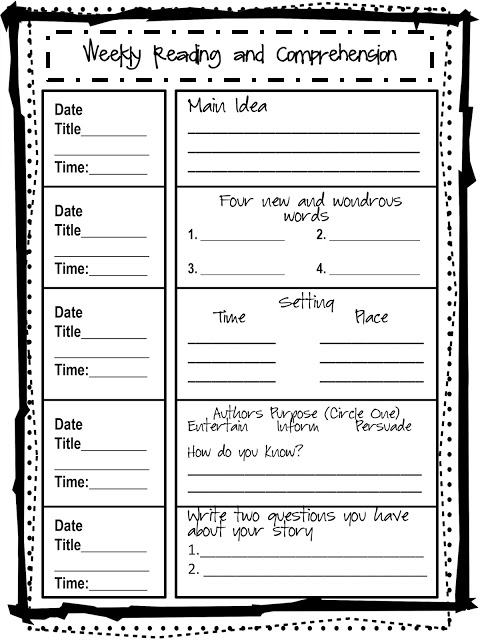 Jdablogs Reading Log 3rd Grade English