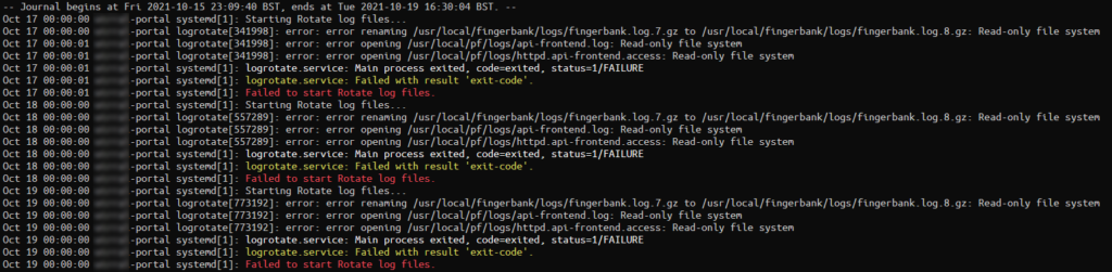 Logrotate Read only File System Error For Pf Logs On Debian 11 