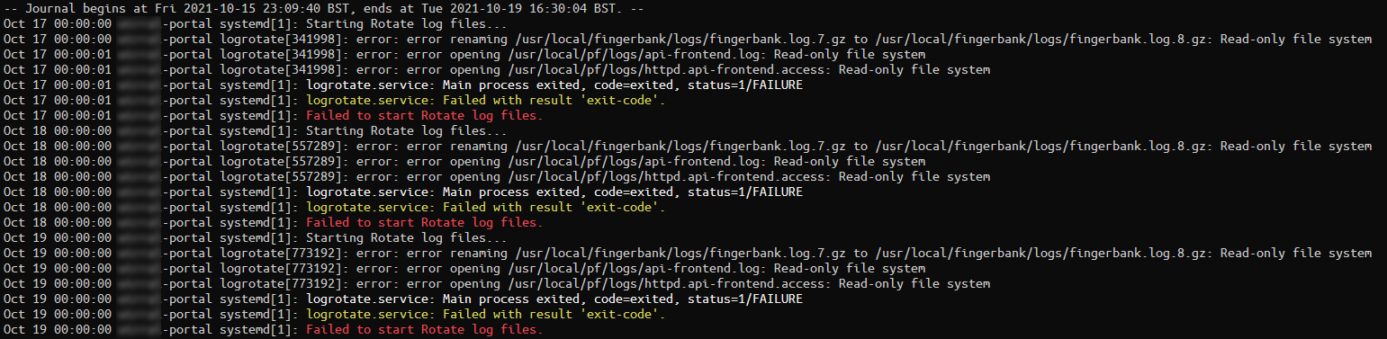 Logrotate Read only File System Error For Pf Logs On Debian 11 