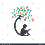 Man Reading Book Under Tree Silhouette Illustration Book Reading Man