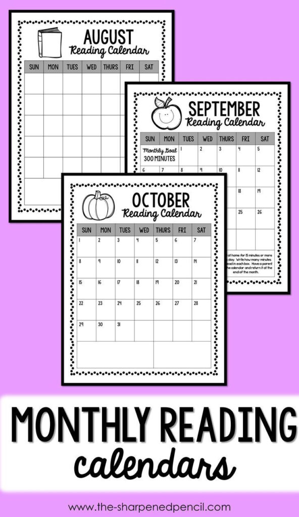 Monthly Reading Log Calendars editable Monthly Reading Logs 