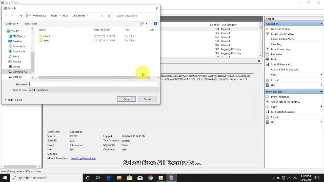 MSI HOW TO Export Event Viewer Log For Troubleshooting YouTube