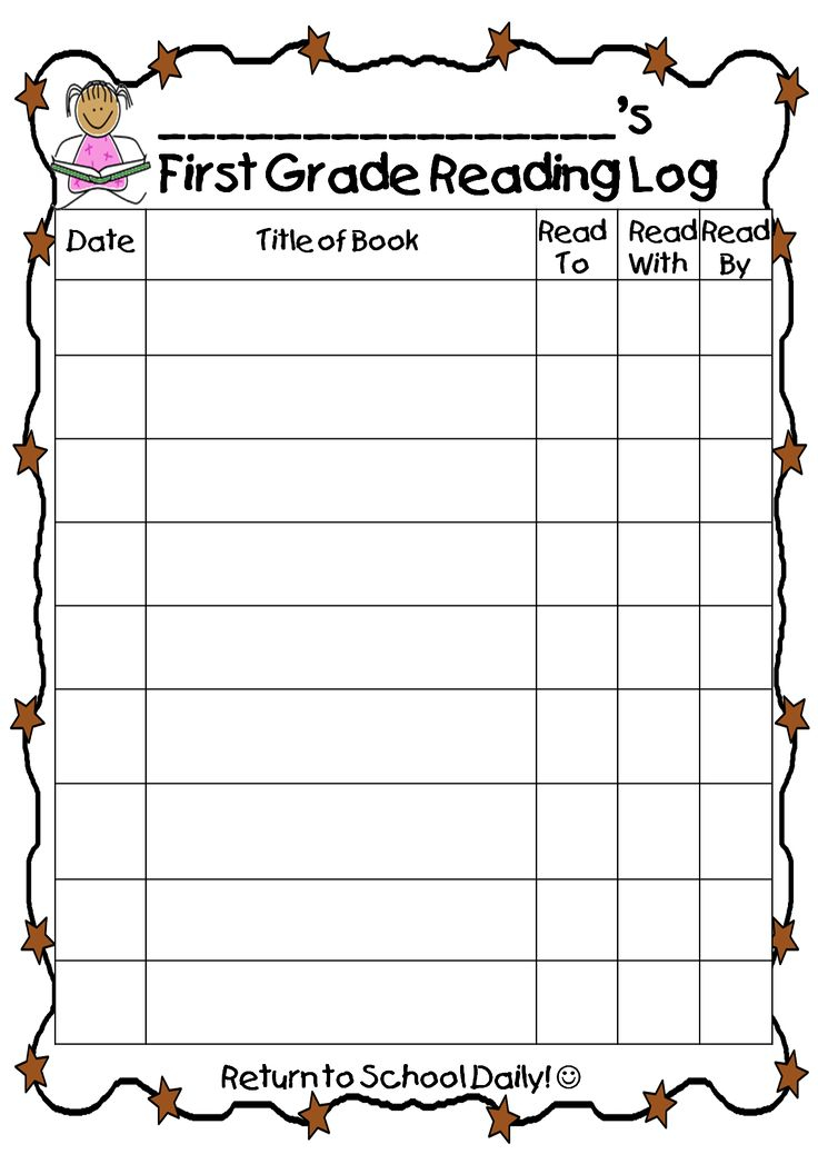 Pin By Megan On Reading Language Arts Kindergarten Reading Log First 