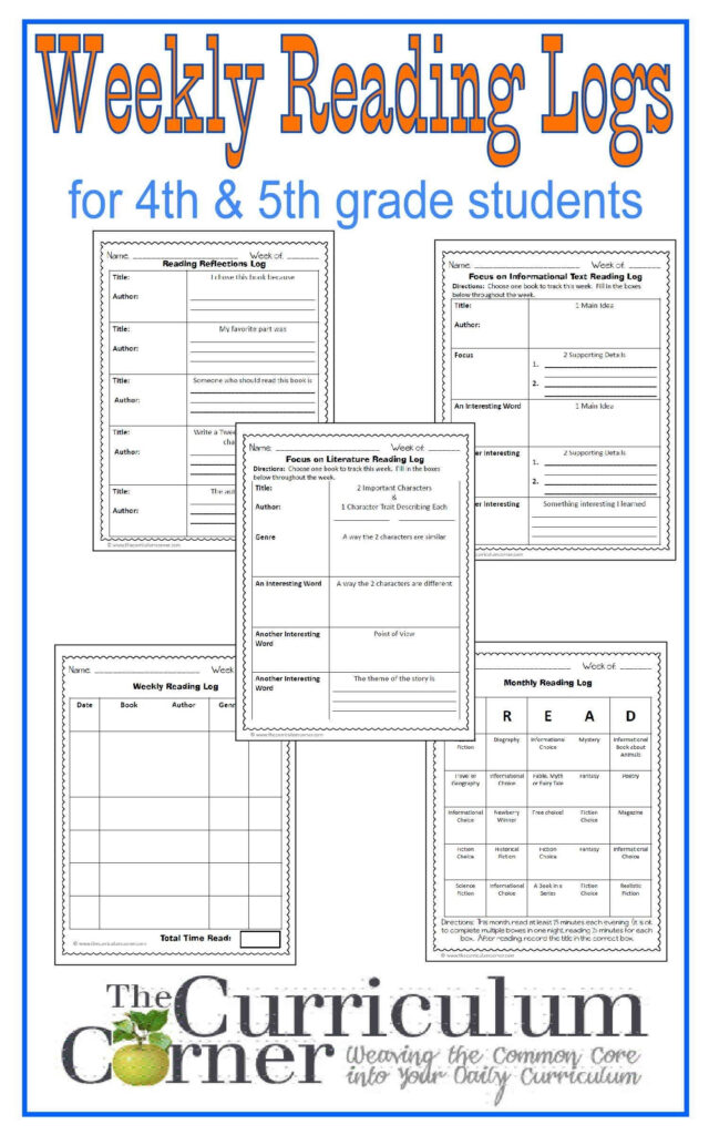 Printable Reading Log 4th Grade Template Calendar Design