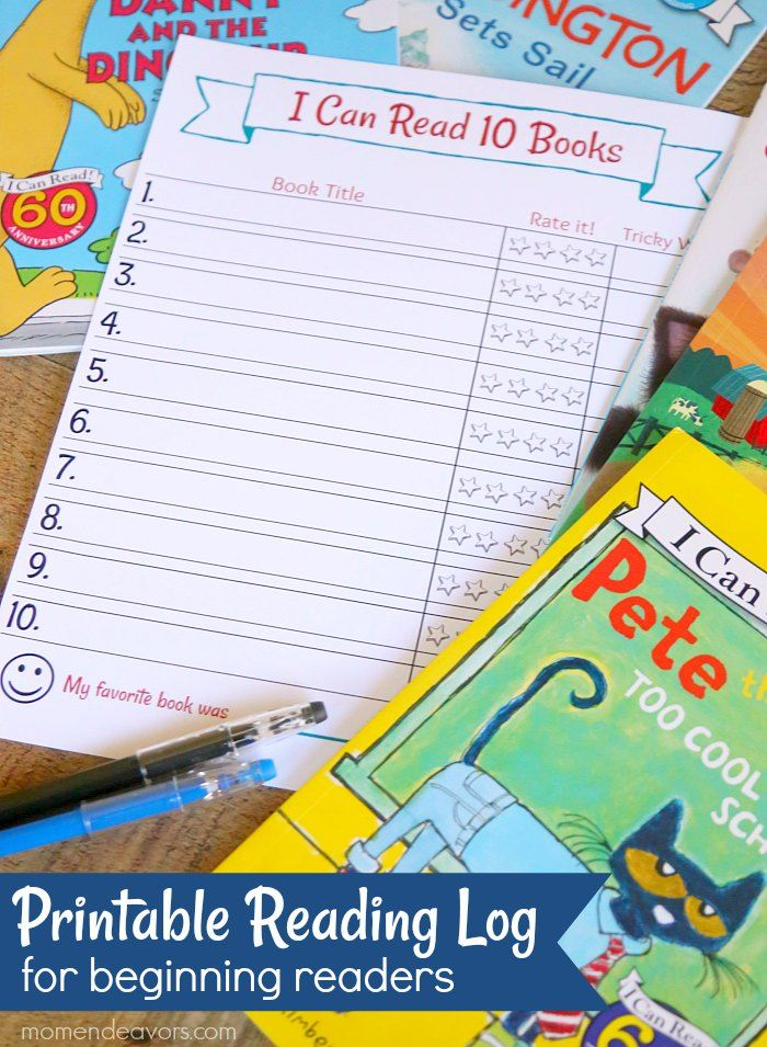 Printable Reading Log For Beginning Readers Mom Endeavors Reading 