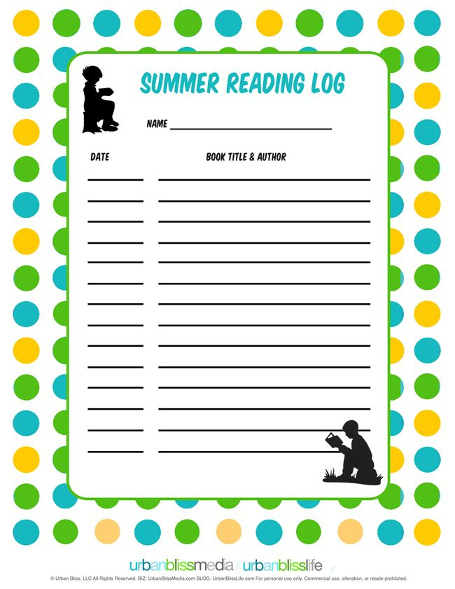 Printable Summer Reading Log Summer Reading Log Reading Log Summer 