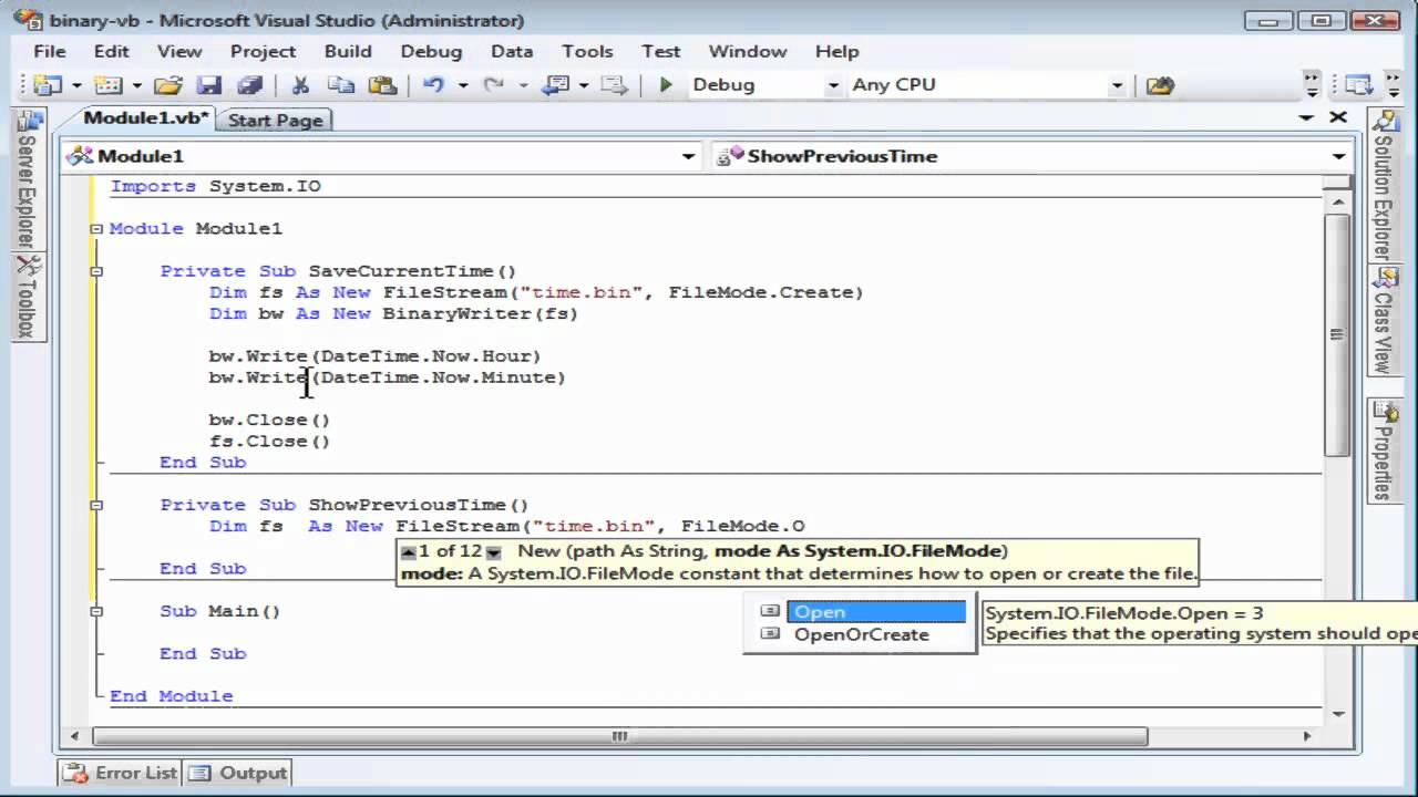 Reading And Writing Binary Files Using Visual Basic NET YouTube