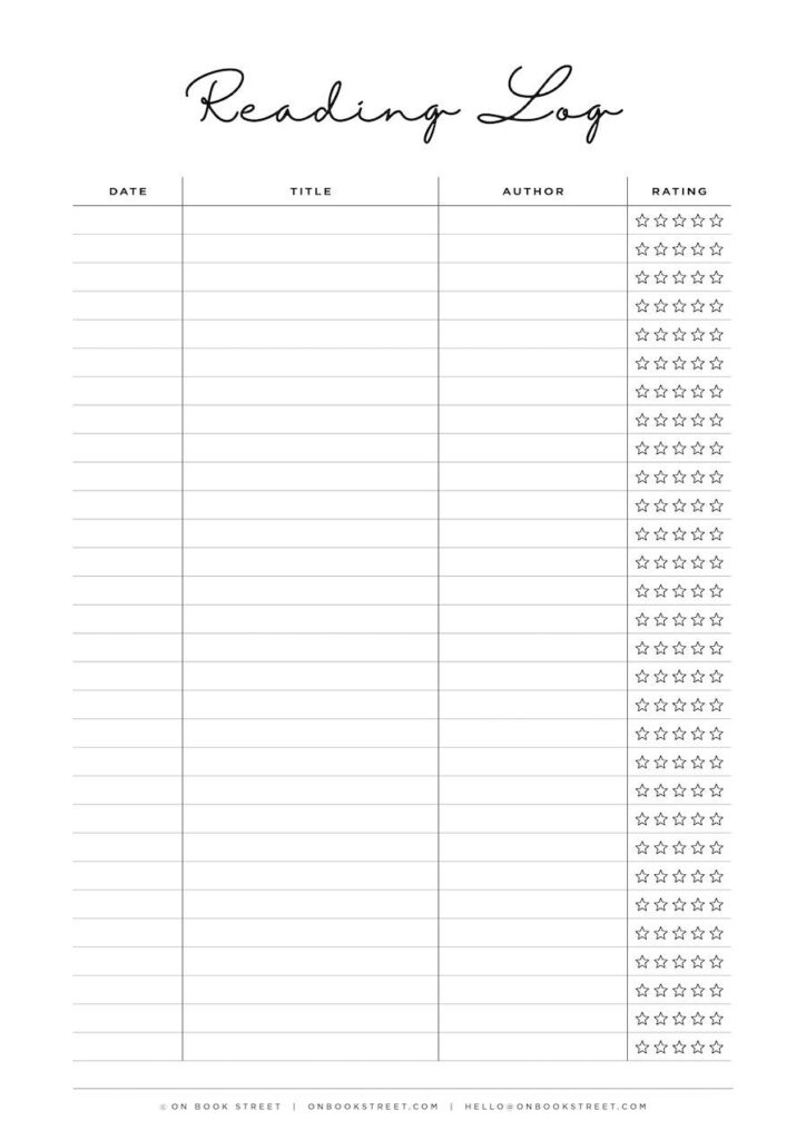 Reading Journal Reading Log Reading Tracker Book Log Book 