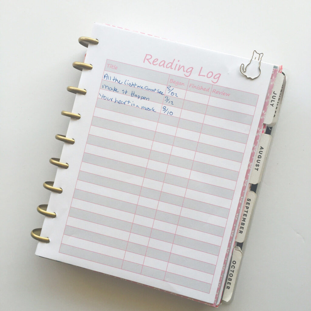 Reading Log Free Printable Happy Planner Printables Happy Planner 