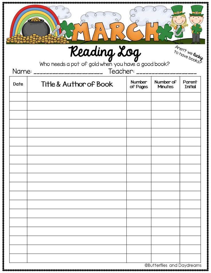 Reading Log March Reading Log April Reading Reading Comprehension 