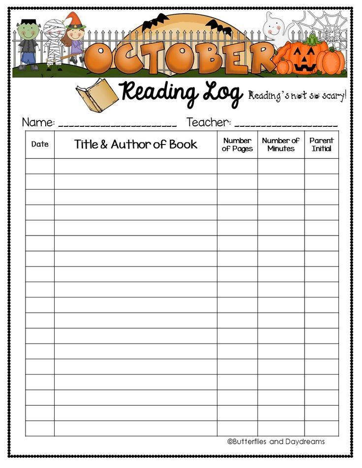 Reading Log October Reading Log January Reading October Reading