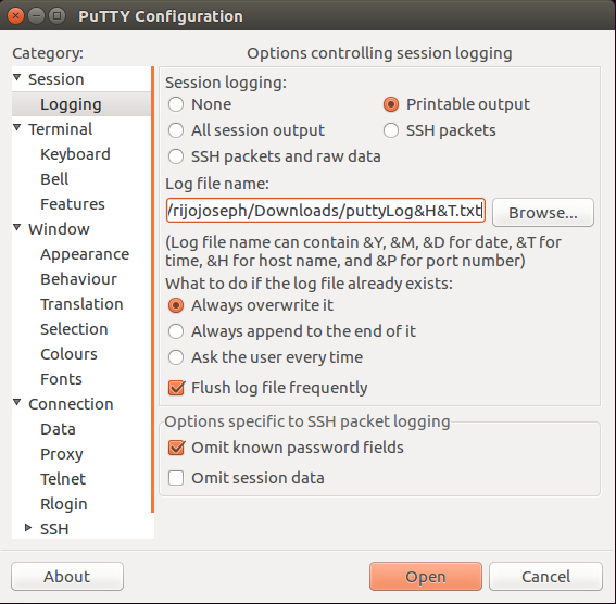 Serial Port How Do I Copy Text From PuTTY To Another Window Ask Ubuntu