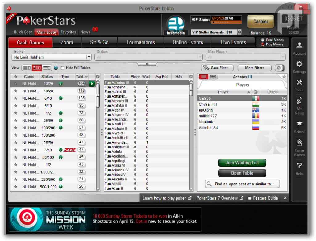 Software Snapshots PokerStars 7 Part 1 Rethinking The Online Poker Lobby