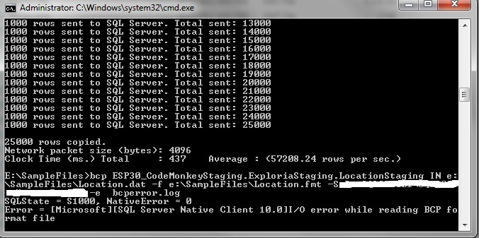 Sql Server 2008 R2 I O Error While Reading BCP Format File Stack 