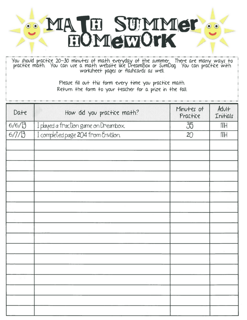 Summer Reading And Math Contest Logs Saint Ferdinand Catholic School