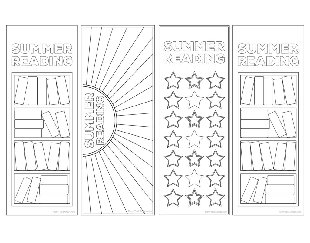 Summer Reading Log Bookmark Printable Tracker Paper Trail Design