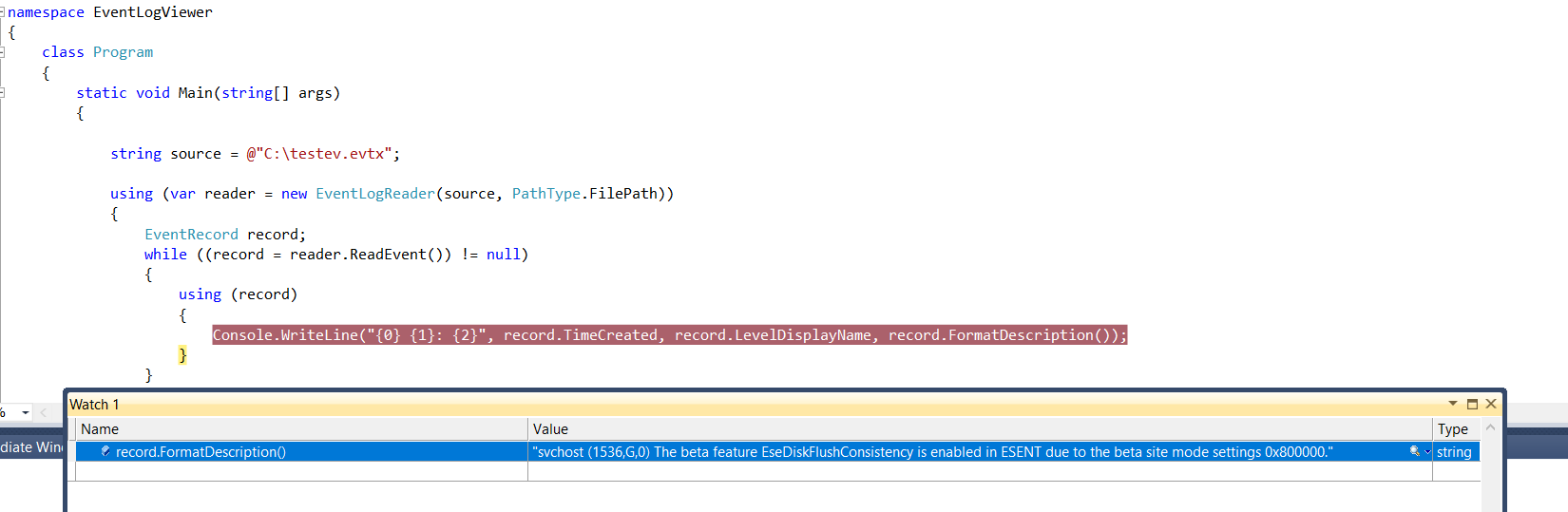 Windows C Read Eventlog From Evtx File With EventLog Class Stack 