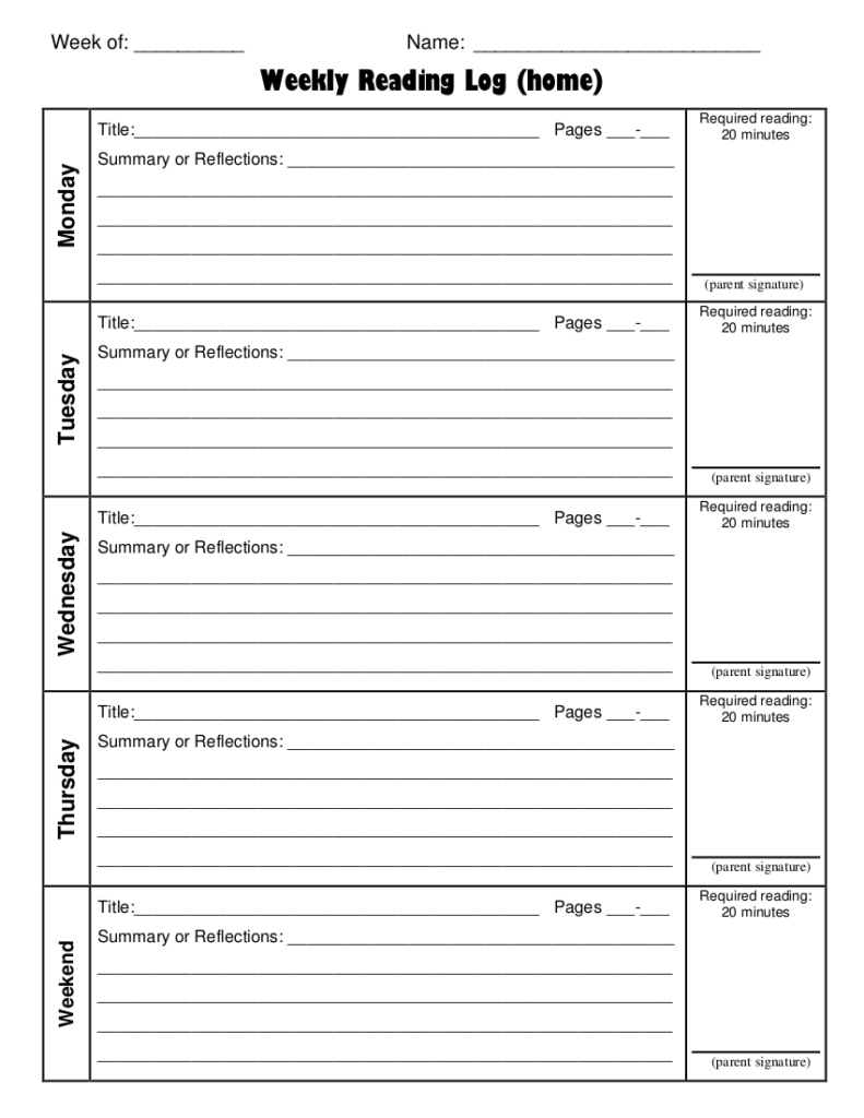 29 Printable Reading Log Examples In PDF Examples