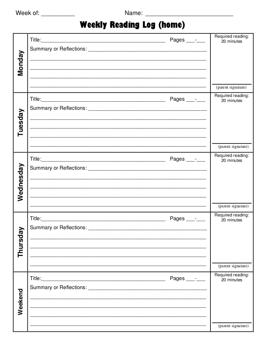 29 Printable Reading Log Examples In PDF Examples