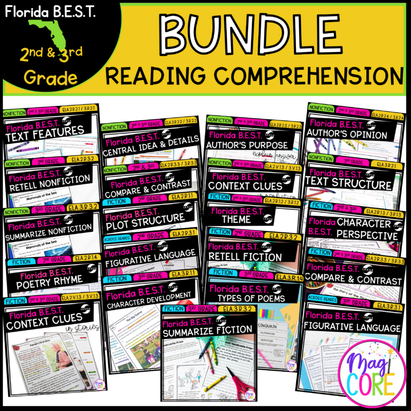 2nd 3rd Grade Florida BEST Standards Reading Comprehension Magicore