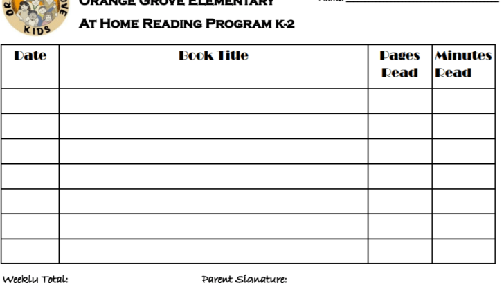 2nd Grade Reading Log Templates Forms FREE Sample Templates