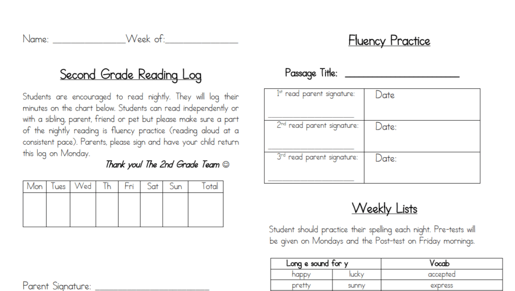 2nd Grade Reading Log Templates Forms FREE Sample Templates