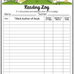 3Rd Grade Reading Log Printable