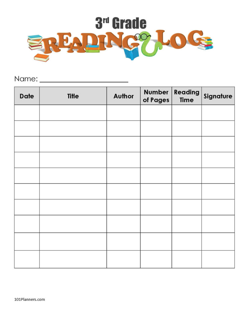 3Rd Grade Reading Log Printable