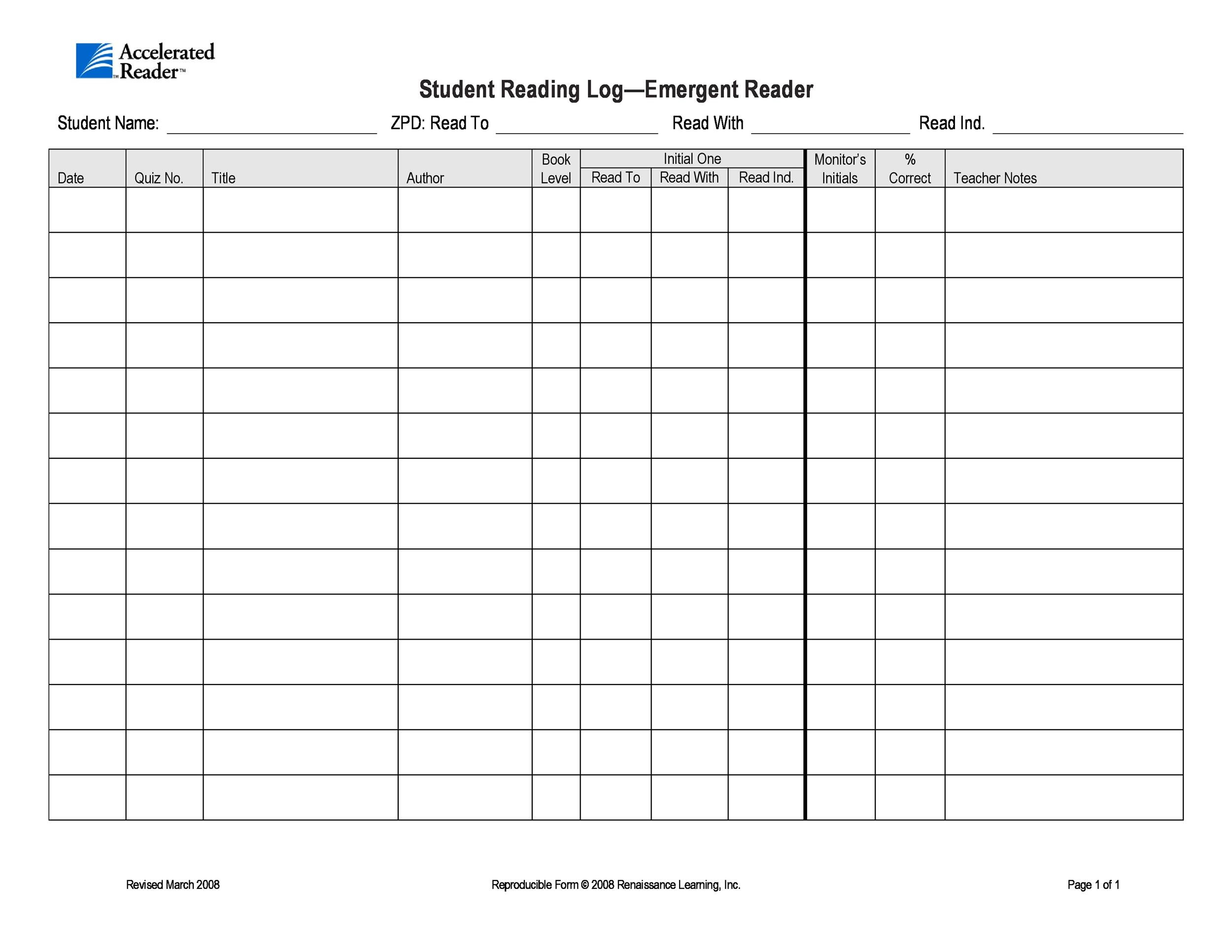 47 Printable Reading Log Templates For Kids Middle School Adults