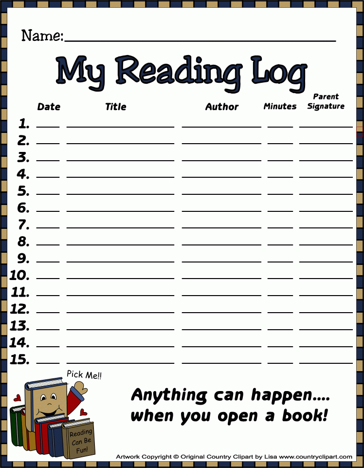 5th Grade Reading Log New Calendar Template Site