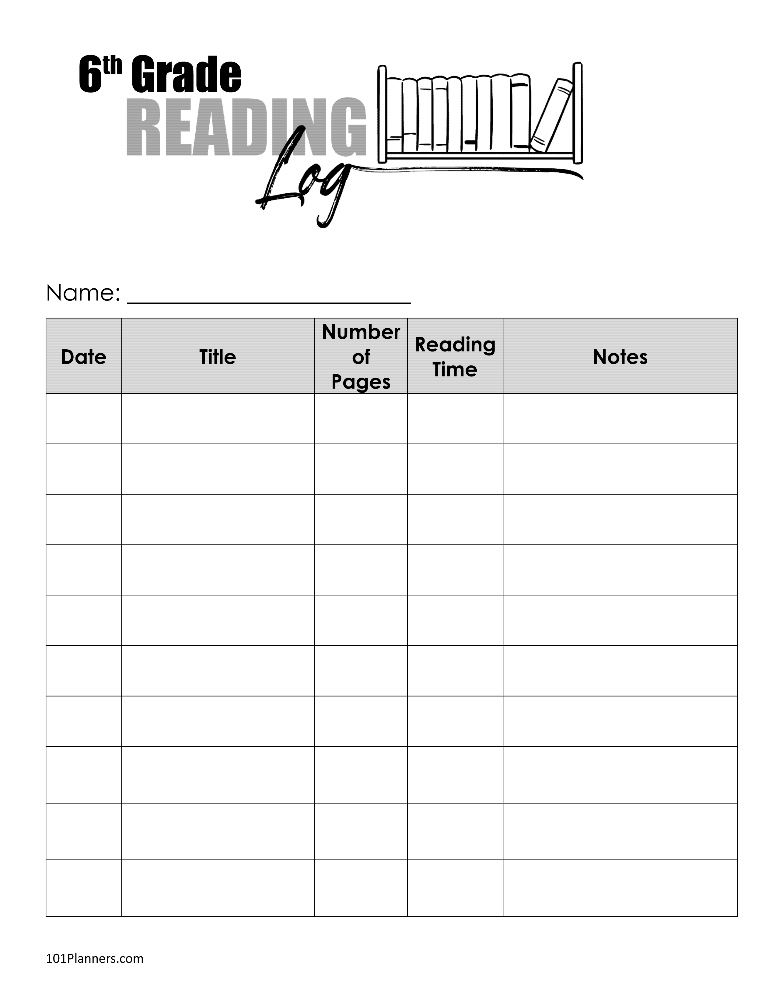 6th Grade Reading Log Printables Printable Word Searches