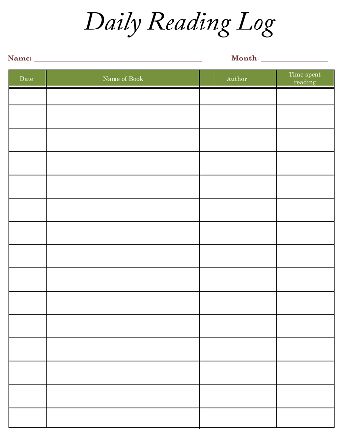 8 Free Reading Log Templates To Keep Your Reading Logs
