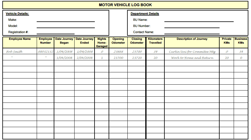 8 Free Vehicle Log Book Templates Free Sample Templates