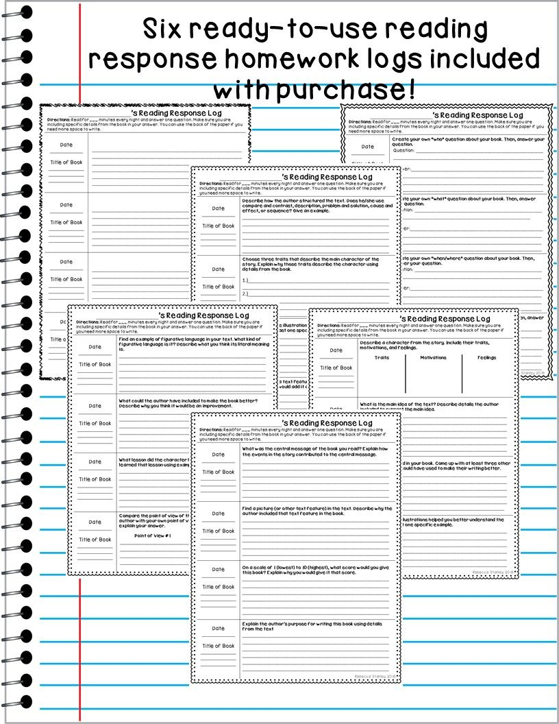 Awesome Reading Logs To Use For 3rd Grade Homework No prep Reading 