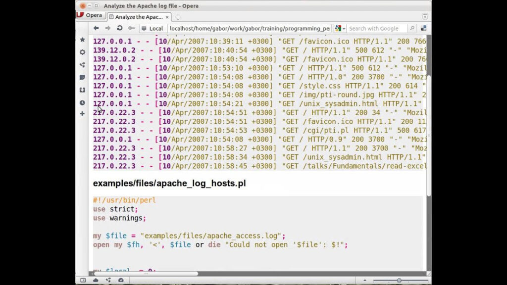 Beginner Perl Maven Tutorial 3 13 Analyze Apache Log File YouTube