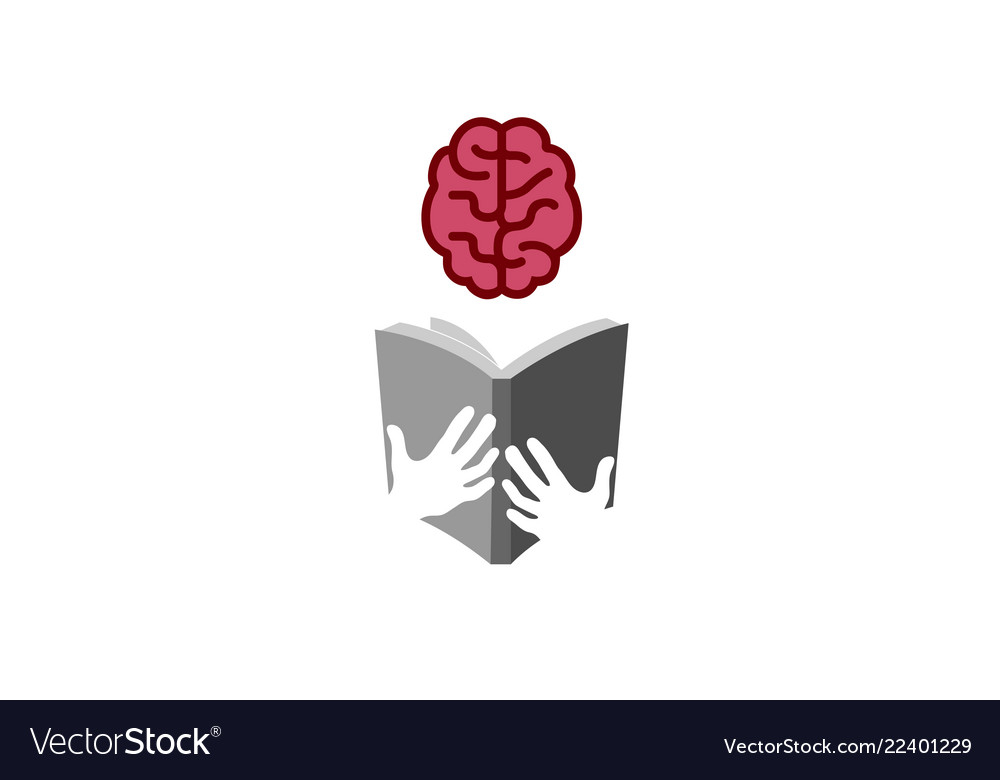 Book Brain Reading Logo Royalty Free Vector Image