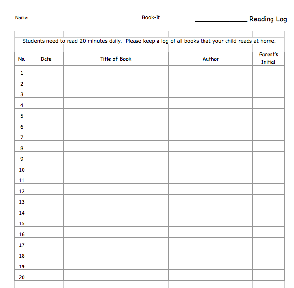 Book It Pizza Hut Reading Log 2022 Reading Log Printable