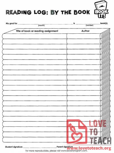 Book It Reading Log By The Book LoveToTeach Free Printable