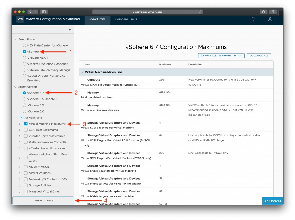 Check VMware Configuration Maximums Online TechCrumble